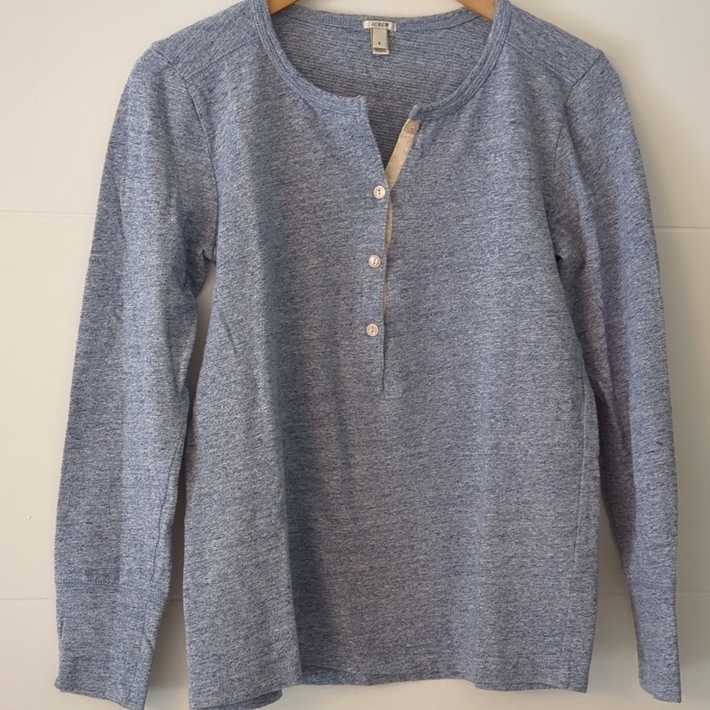 J crew Long Sleeve Thermal Henley Tee Classic Layering Spring Sz S